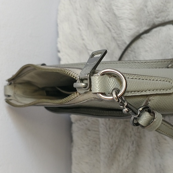Coach Kitt Messenger Crossbody Bag Gray Crossgrain Leather Slim File Purse - Picture 9 of 14